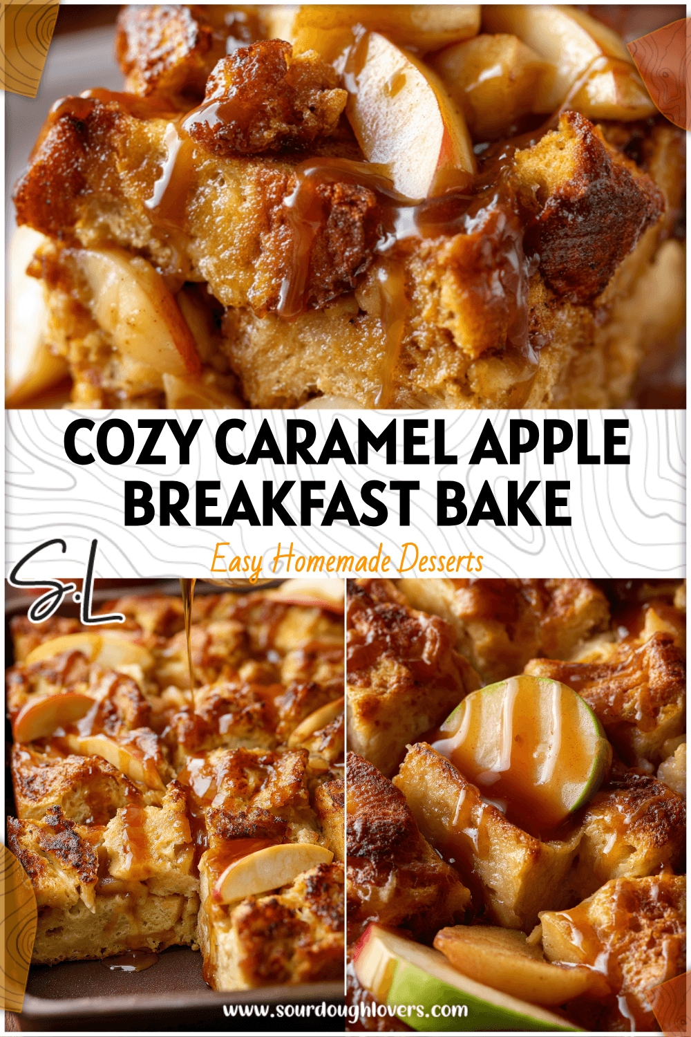 Golden baked Caramel Apple French Toast Casserole with caramel drizzle and apple slices in an 8x8 pan 2026